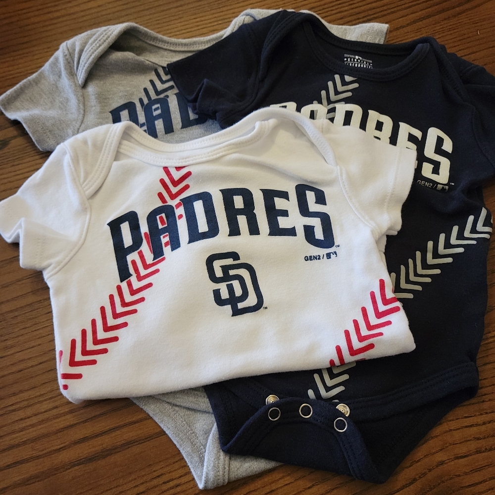 San Diego Padres 3 Piece Onesie Set 6/9 Months